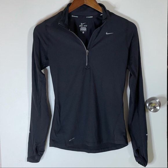 Nike Tops - Nike Dri Fit Quarter Zip, Black Reflective lines, Wrist Thumb holes